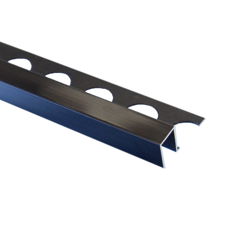 PREMTOOL Contract Metal Square Edge Polished Black Tile Trim 2.5m